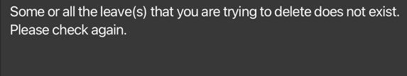 result for invalid leave for deleteleave command