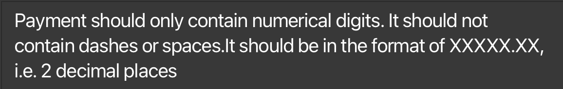 result for incorrect deduct value format