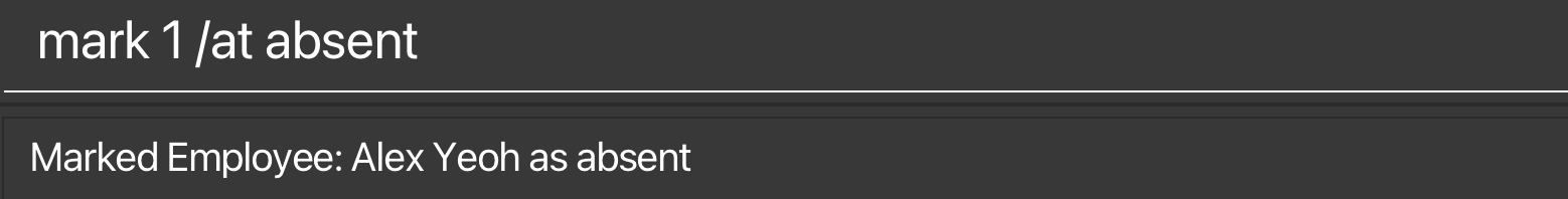 result for marking an employee to be absent